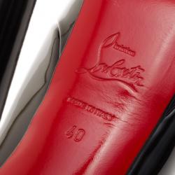 Pre Owned Christian Louboutin Black Patent Lady Peep Toe Platform Pumps Size 40