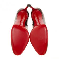 Pre Owned Christian Louboutin Burgundy Metallic Simple Pumps Size 38.5