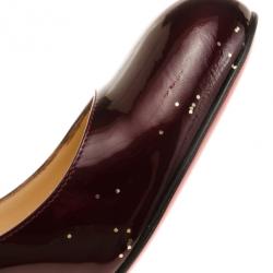 Pre Owned Christian Louboutin Burgundy Metallic Simple Pumps Size 38.5