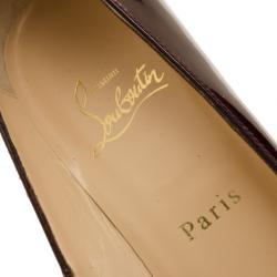 Pre Owned Christian Louboutin Burgundy Metallic Simple Pumps Size 38.5