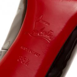 Pre Owned Christian Louboutin Burgundy Metallic Simple Pumps Size 38.5