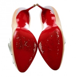 Pre Owned Christian Louboutin Beige/White Leather Beauty Pumps Size 38.5