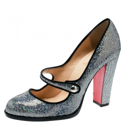 Christian Louboutin Glitter Silver Flo Spike Pumps