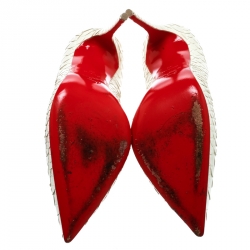 Pre Owned Christian Louboutin White Python Leather So Kate Pointed Toe Pumps Size 39