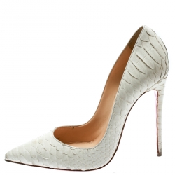Pre Owned Christian Louboutin White Python Leather So Kate Pointed Toe Pumps Size 39