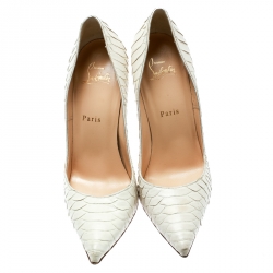 Pre Owned Christian Louboutin White Python Leather So Kate Pointed Toe Pumps Size 39