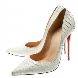 Pre Owned Christian Louboutin White Python Leather So Kate Pointed Toe Pumps Size 39