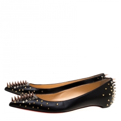 مملوكة مسبقًا حذاء فلات باليه كريستيان لوبوتان غولدوفلات سبايك جلد أسود مقاس 41