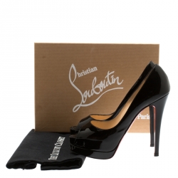 Pre Owned Christian Louboutin Black Patent Altadama Platform Peep Toe Pumps Size 37.5