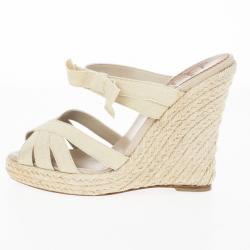 مملوكة مسبقًا Christian Louboutin Delphin 120mm Espadrille Wedge Slides Size 36