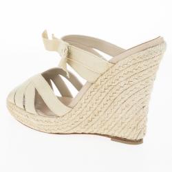 مملوكة مسبقًا Christian Louboutin Delphin 120mm Espadrille Wedge Slides Size 36