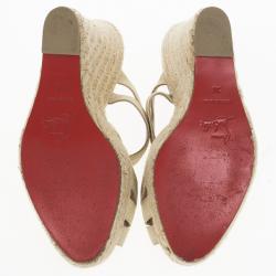 مملوكة مسبقًا Christian Louboutin Delphin 120mm Espadrille Wedge Slides Size 36