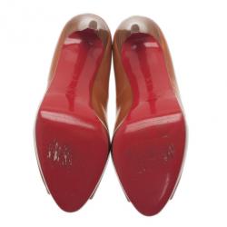 مملوكة مسبقًا Christian Louboutin Brown Leather Yolanda Peep Toe Pumps Size 39