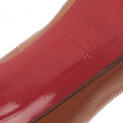 مملوكة مسبقًا Christian Louboutin Brown Leather Yolanda Peep Toe Pumps Size 39