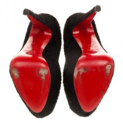 مملوكة مسبقًا Christian Louboutin Black Pony Hair Highness Platform Pumps Size 37.5