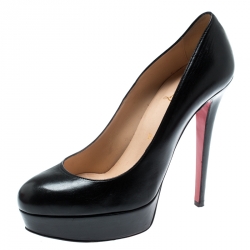 مملوكة مسبقًا Christian Louboutin Black Leather Bianca Platform Pumps Size 38