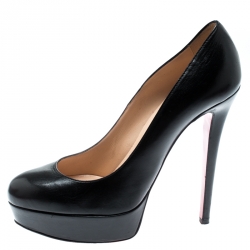 مملوكة مسبقًا Christian Louboutin Black Leather Bianca Platform Pumps Size 38