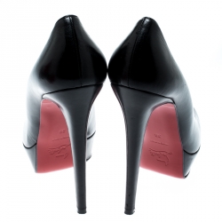مملوكة مسبقًا Christian Louboutin Black Leather Bianca Platform Pumps Size 38