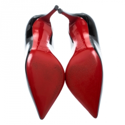 مملوكة مسبقًا حذاء كعب عالي كريستيان لوبوتان بيغال جلد أصفر لامع مقدمة مدببة مقاس 38.5