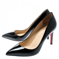 مملوكة مسبقًا حذاء كعب عالي كريستيان لوبوتان بيغال جلد أصفر لامع مقدمة مدببة مقاس 38.5