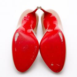 Pre Owned Christian Louboutin Nude Patent Fifi Pumps Size 38.5