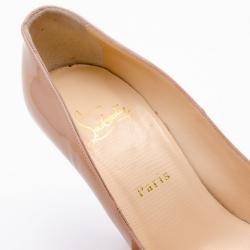 Pre Owned Christian Louboutin Nude Patent Fifi Pumps Size 38.5