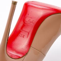 Pre Owned Christian Louboutin Nude Patent Fifi Pumps Size 38.5