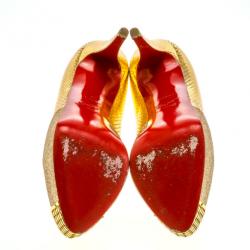 Pre Owned Christian Louboutin Maggie Glitter & Snake Platform Pumps Size 37