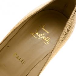 Pre Owned Christian Louboutin Maggie Glitter & Snake Platform Pumps Size 37