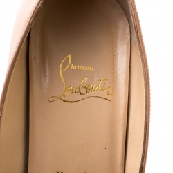 Pre Owned Christian Louboutin Beige Patent Leather Lady Peep Toe Platform Pumps Size 39