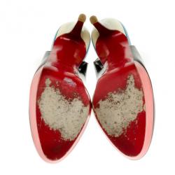 Pre Owned Christian Louboutin Tricolore Bianca Platform Slingback Sandals Size 39.5