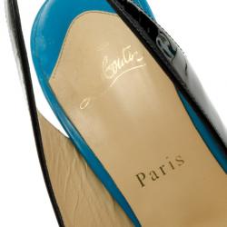 Pre Owned Christian Louboutin Tricolore Bianca Platform Slingback Sandals Size 39.5