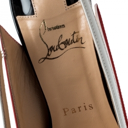 Pre Owned Christian Louboutin Tricolor PVC And Leather Paulina Pointed Toe Slingback Sandals Size 38