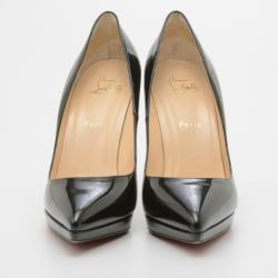 Pre Owned Christian Louboutin Black Patent Pigalle Plato 120mm Pumps Size 39.5