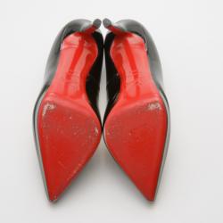 Pre Owned Christian Louboutin Black Patent Pigalle Plato 120mm Pumps Size 39.5