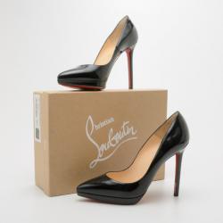 Pre Owned Christian Louboutin Black Patent Pigalle Plato 120mm Pumps Size 39.5