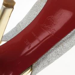 Pre Owned Christian Louboutin N°Prive Glitter Slingback Sandals Size 38.5