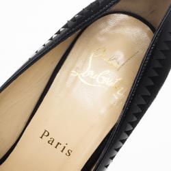 مملوكة مسبقًا Christian Louboutin Black Suede Very Jaws Peep Toe Platform Pumps Size 38
