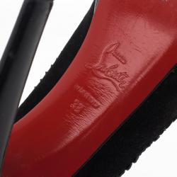 مملوكة مسبقًا Christian Louboutin Black Suede Very Jaws Peep Toe Platform Pumps Size 38