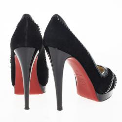 مملوكة مسبقًا Christian Louboutin Black Suede Very Jaws Peep Toe Platform Pumps Size 38