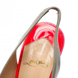 Pre Owned Christian Louboutin Tricolor Patent Leather Lady Peep Toe Platform Slingback Sandals Size 38