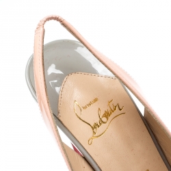 Pre Owned Christian Louboutin Multicolor Patent Leather Lady Peep Toe Platform Slingback Sandals Size 38