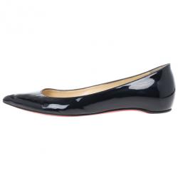 Pre Owned Christian Louboutin Black Patent Pigalle Ballet Flats Size 38.5