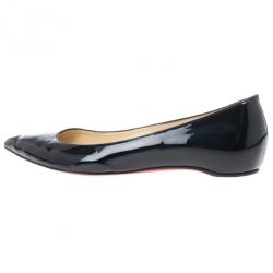 Pre Owned Christian Louboutin Black Patent Pigalle Ballet Flats Size 38.5