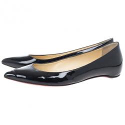 Pre Owned Christian Louboutin Black Patent Pigalle Ballet Flats Size 38.5