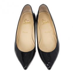 Pre Owned Christian Louboutin Black Patent Pigalle Ballet Flats Size 38.5