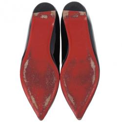 Pre Owned Christian Louboutin Black Patent Pigalle Ballet Flats Size 38.5