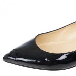 Pre Owned Christian Louboutin Black Patent Pigalle Ballet Flats Size 38.5