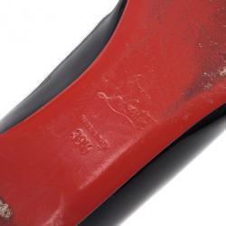 Pre Owned Christian Louboutin Black Patent Pigalle Ballet Flats Size 38.5