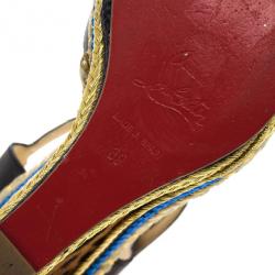 مملوكة مسبقًا Christian Louboutin Black Leather T Strap Trotolita Wedges Size 39